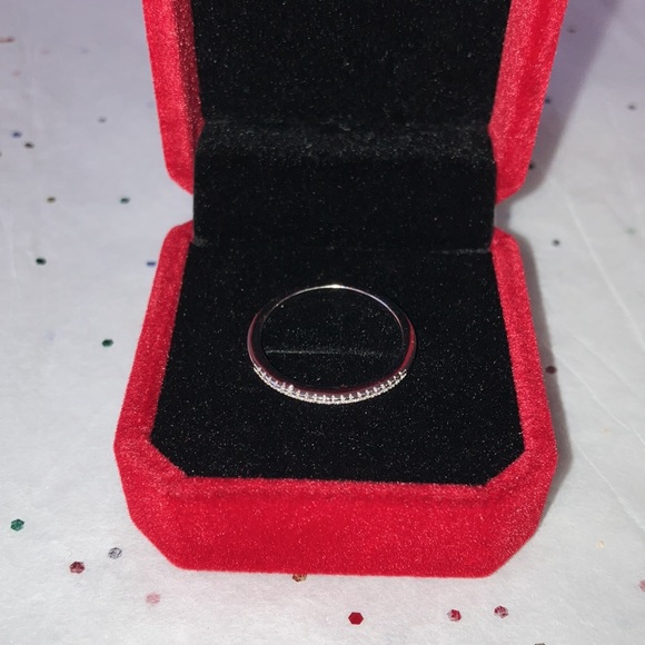 0.19 ctw Lab-Grown Diamonds Rhodium Over Silver Band Ring Size-8 - Picture 4 of 4